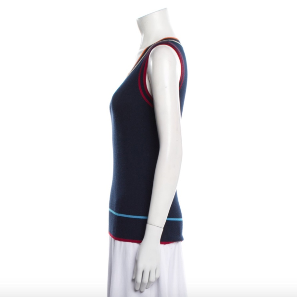 Akris Punto Women's Blue Colorblock Rib Knit Tank Top - Picture 5 of 10